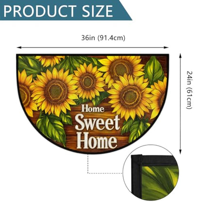 Flowers Sunflowers Half Round Rug Half Moon Door Mat Half Circle Rugs - color: A:a-color 14