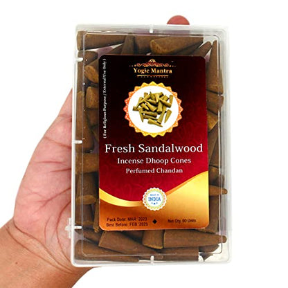Sandalwood Dhoop Incense Cones | 60 Pcs | 1.5" | Aromatic Chandan Fragrance