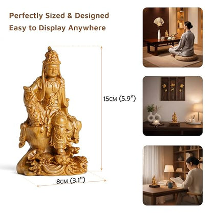 Wooden Guan Yin Bodhisattva Statue – Kuan Yin Quan Yin Buddha for Feng Shui, Meditation, and Spiritual Decor, Zen Gift for Home & Altar Decoration - style: Art Deco