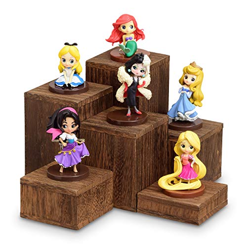 MOOCA 6-Piece Wooden Square Display Risers for Jewelry & Accessories - color: Brown