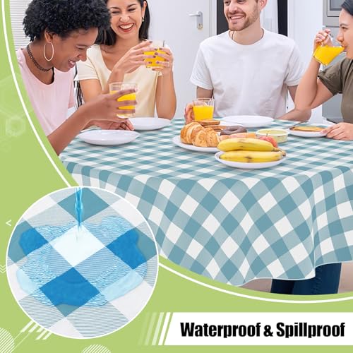Smiry Picnic Table Cloth, Vinyl Tablecloths with Flannel Backing, 60" Round - color: Aquamarine & White, size: 60" (Round)