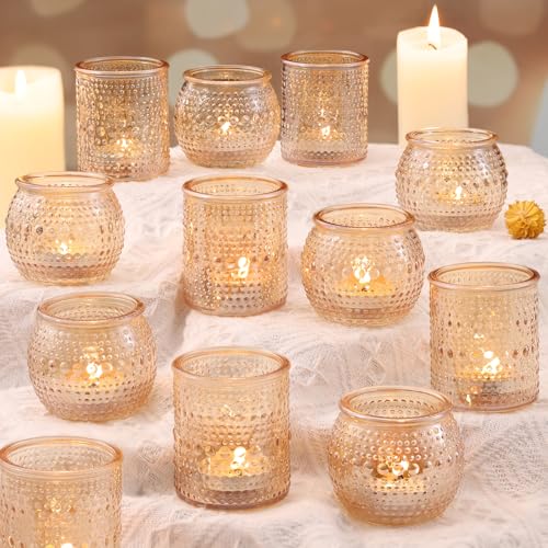 16 Pcs Gold Votive Candle Holders- Gold Centerpieces for Tables, Assorted Tealight Candle Holders for Wedding Table Decor, Rehearsal Dinner, Engagement, Birthday Party Decorations - color: Gold