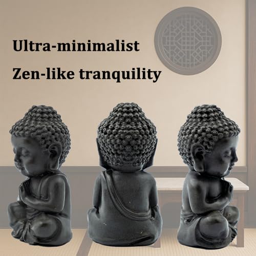 Small Buddha Statue, 3.5“ Zen Sculpture for Home Decor, Indoor Small Buddha Figurines for Home Feng Shui Decor(Cast Iron-Praying) - style: Cast iron-praying