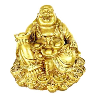 SMRTHMRT Feng Shui Decor Laughing Buddha Statue Maitreya Figurine Carrying Money Bag Happy Buddha for God Luck Brass Sculptures Home Decorations (Small) - size: Small
