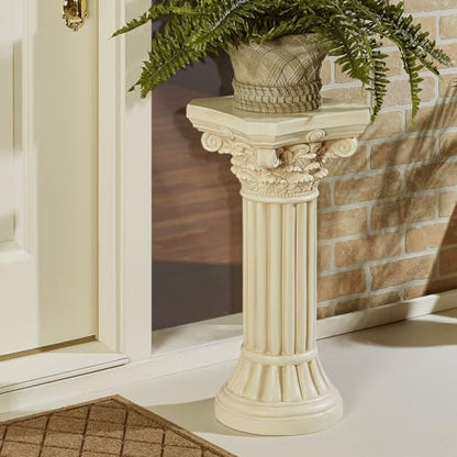 Touch of Class Corinthian Column Pedestal, Ivory Wash, Small, 24" H