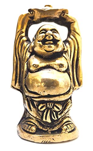 athizay Brass Laughing Buddha Idols for Home Decoration and Gifting Antique Gold Finish Lord Buddha Statues for Home and Office. (Brass Laughing Buddha Antique Gold)