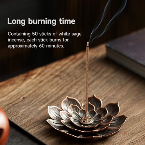 White Sage Incense Sticks (50 Sticks), 100% Natural sustainably harvested White Sage, Suitable for Yoga, Meditation, Relaxation, and Spiritual Purification - color: Sage