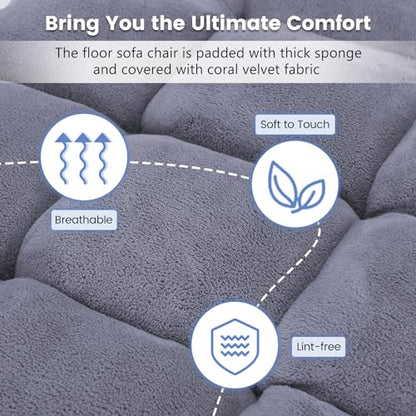 Memory Foam Floor Chair with 14-Poistion Adjustable Back Support - color: Grey