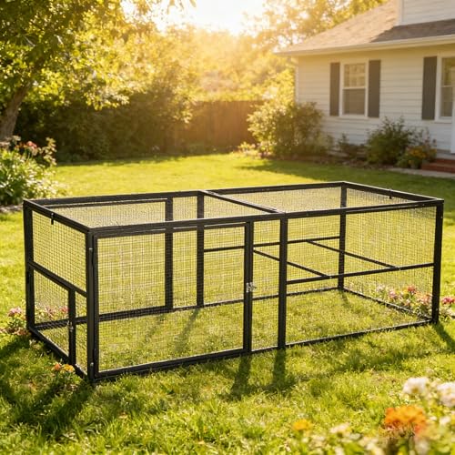 Aivituvin Chicken Run Chicken Coop Expansion Pen 71in,Outdoor Enclosure Playpen for Chicken, Rabbit, Duck, Cats, Chicken Run Only (Black, AIR29) - color: Black, size: AIR29