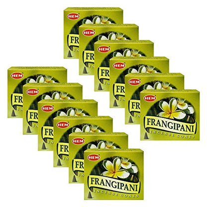 TRUMIRI Incense Cone Holder Bundle with Hem Firangipani Incense Cones - Pack of 12 (Approx 120 Cones) - color: Frangipani