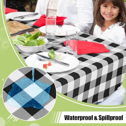 Smiry Picnic Table Cloth, Vinyl Tablecloths with Flannel Backing, 52"x70" - color: Black & White, size: 70" x 52" (Rectangular)