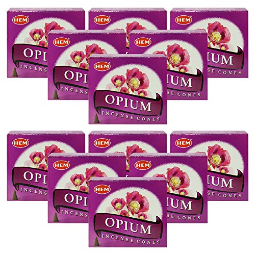 Opium Incense Cones and Cone Incense Burner Bundle Insence Insense Hem Incense - color: Opium