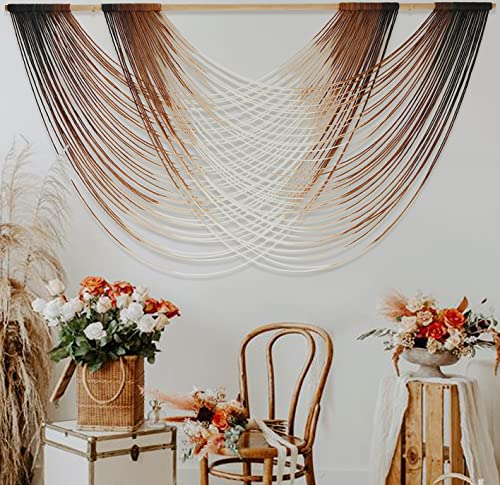 Jakalin Macrame Wall Hanging Large Ombre Dip-Dyed Fiber Art 59" Wx35 L - color: Brown