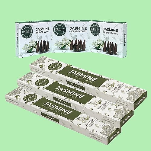 Jasmine Incense Sticks & Incense Cones Combo Pack - 60 Insence-Sticks + 30 Insence Cones - Inscense - Incense Cones Scented - Insents - color: Jasmine