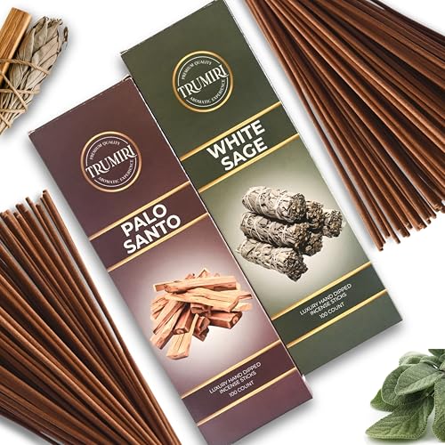 White Sage & Palo Santo - Combo Pack of Incense Sticks - 100 Insence-Sticks of Each Scent - Total 200 Inscents - Incienso for Smudge Rituals and Spiritual Cleansing of Negative Energies - color: White Sage & Palo Santo