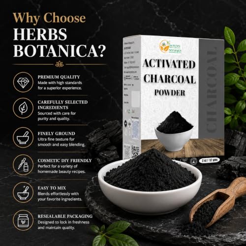 Herbs Botanica Activated Charcoal Powder, Food Grade, 2 oz