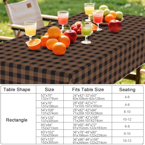 Smiry Picnic Table Cloth, Vinyl Tablecloths with Flannel Backing, 60"x84" - color: Black & Brown, size: 84" x 60" (Rectangular)