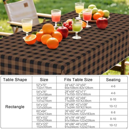 Smiry Picnic Table Cloth, Vinyl Tablecloths with Flannel Backing, 60"x84" - color: Black & Brown, size: 84" x 60" (Rectangular)