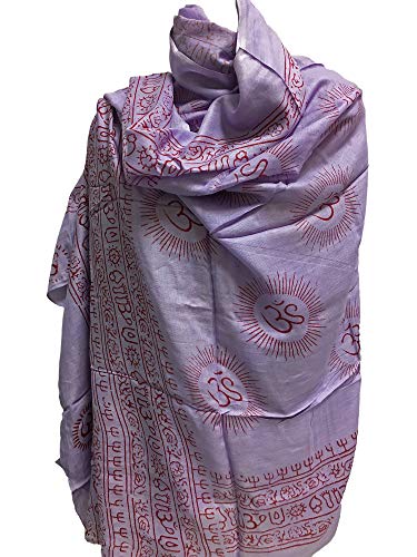 Om Ohm Mantra Yoga Meditation Cotton Altar Cloth Prayer Shawl Tapestry Large - color: Lilac