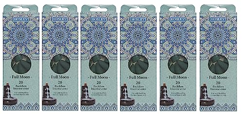 Hosley Full Moon Backflow Green Incense Cones, Long Lasting Aroma for Positivity & Pure Air, Wood Powder, Aromatherapy for Stress Relief, Air Purifier & Cleansing, Gift Set - Pack of 120 Cones