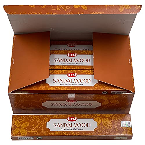 Sandalwood Masala Incense Sticks and Holder Burner Bundle from Hem Incense and Trumiri for Home Fragrance Insence Insiensos - color: Sandalwood Masala