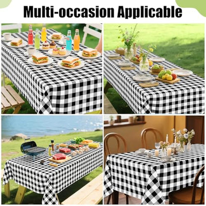 Smiry Picnic Table Cloth, Vinyl Tablecloths with Flannel Backing, 54"x78" - color: Black & White, size: 78" x 54" (Rectangular)