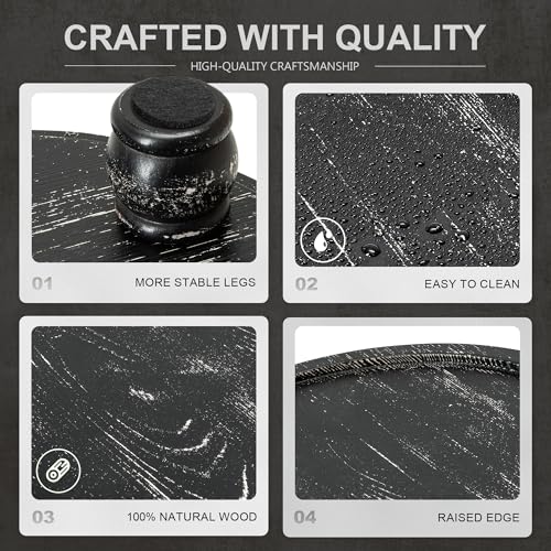 EOSAHR Display Riser: Rustic Pedestal Stand for Kitchen Counter, Old Black - color: Old Black