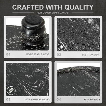 EOSAHR Display Riser: Rustic Pedestal Stand for Kitchen Counter, Old Black - color: Old Black