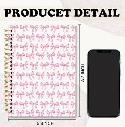 BNHJKFQZ Coquette Pink Bow Spiral Notebook, Preppy Bow Journal, Aesthetic Pink Journals for Writing, Girly Preppy Notebooks for Note Taking, Coquette Office Supplies, 5.5x8.3 Inch - color: Bible -pink bow