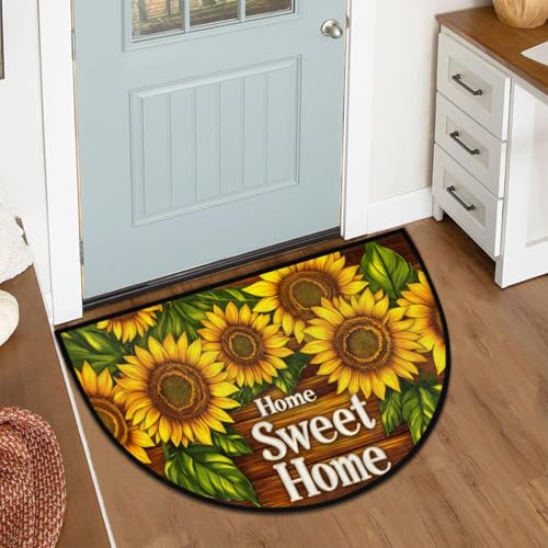 Flowers Sunflowers Half Round Rug Half Moon Door Mat Half Circle Rugs - color: A:a-color 14
