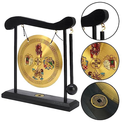 Feng Shui Brass Gong Four Divine Beasts Bring Wealth and Treasure Desktop Decoration - color: Fh1308
