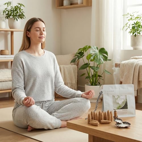 Jasmine Backflow Incense Cones - 50 Large Waterfall Back Flow Cones Scented - Includes 1 backflow Incense Burner