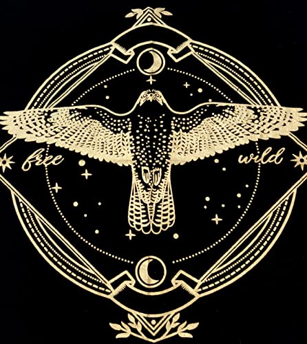 Altar Cloth Tarot Cards Table Napkins Witchcraft Supplies Black Gold Tablecloth Square Alter Pagan Spiritual Celestial Deck with Fringes 18 by 18 Sacred Table Tapestry Cloth Golden Owl - color: Golden Owl, size: 18" x 18" (Square)