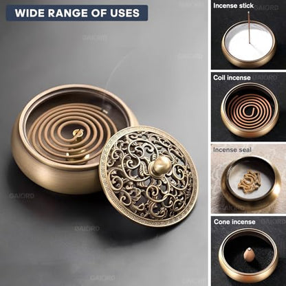 29 Pc Brass Incense Burner Kit for Powder Stick Cone Coil (Glod)