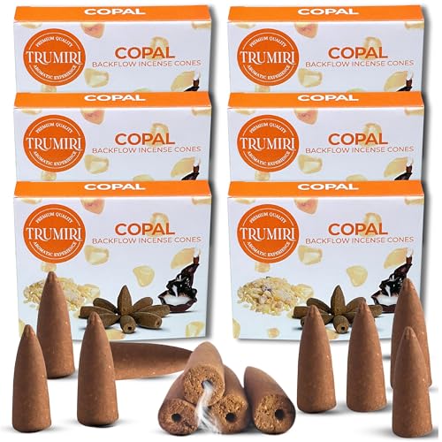 Copal Backflow Incense Cones - 60 Cones, Six Packs of 10, Waterfall Effect - color: Copal, size: Pack of 6 (60 Cones)