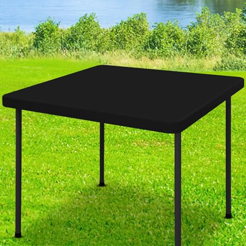 Moosfor Square Spandex Fitted Table Cloth, Elastic Tablecloth - color: Black, size: 42" x 42" (Square)