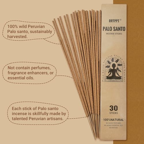 Palo Santo Incense Sticks (30 Sticks), 100% Natural sustainably harvested Peruvian Palo Santo, Suitable for Meditation, Relaxation, and Spiritual Purification - color: Palo Santo