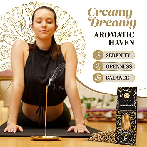 LOTS OF ZEN Sandalwood Incense Sticks, Natural Resin, 7.8-Inch, 70 Count - color: Sandalwood