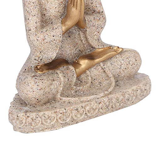 Ymiko Meditation Sitting Buddha Statue Carved Statue Crafts Home Decorations, Can Be Placed On Desk, Garden, Bedside, Relax and Pleasant (A Gold)