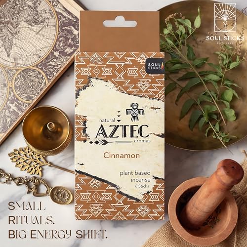 Soul Sticks Aztec Cinnamon Resin Incense Sticks, 90 Hrs Burn Time – 100% Natural, Hand-Rolled & Slow-Burning 6 Pcs| Artisan Blend for Yoga, Meditation, Relaxation, Aromatherapy (Cinnamon) - color: Cinnamon