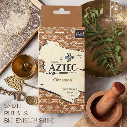Soul Sticks Aztec Cinnamon Resin Incense Sticks, 90 Hrs Burn Time – 100% Natural, Hand-Rolled & Slow-Burning 6 Pcs| Artisan Blend for Yoga, Meditation, Relaxation, Aromatherapy (Cinnamon) - color: Cinnamon