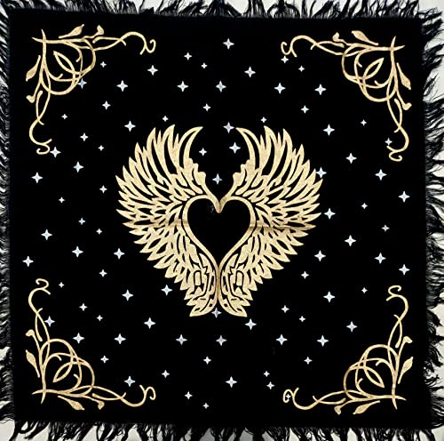 INDIAN CRAFT CASTLE Altar Cloth Tapestry Table Napkin Cloth Witchery Supplies Home Decor Wall Art Spiritual Witchcraft Cotton Square Tarot Table Cover 18 by 18 Angel Wings Gold Silver - color: Angel Wings, size: 18" x 18" (Square)