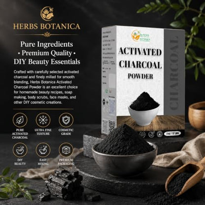 Herbs Botanica Activated Charcoal Powder, Food Grade, 2 oz
