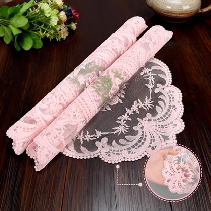 Retro Lace Embroidered Placemats,French Crochet Doilies,Set of 6 - color: Blue