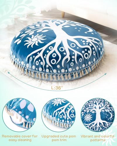 Hihealer Meditation Cushion, Large Velvet Floor Pillow for Yoga, Meditation - color: Blue