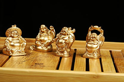 6Pcs 2in Gold Resin Laughing Buddha Figurines, Tabletop Lucky Decor - color: 2'' Resin Gold Set
