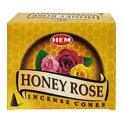 TRUMIRI Incense Cone Holder Bundle with Hem Honey Rose Incense Cones - Pack of 12 (Approx 120 Cones) - color: Honey Rose