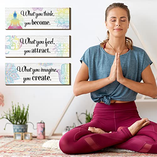 Yerliker 3 Pcs Buddha Wall Art Meditation Decor Zen Quote Signs, White - color: What You Think