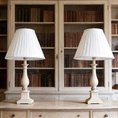 PAPAYA White Pleated Lamp Shades Set of 2 6"×13"×9.8" Bell Shade - color: White-2 Pack