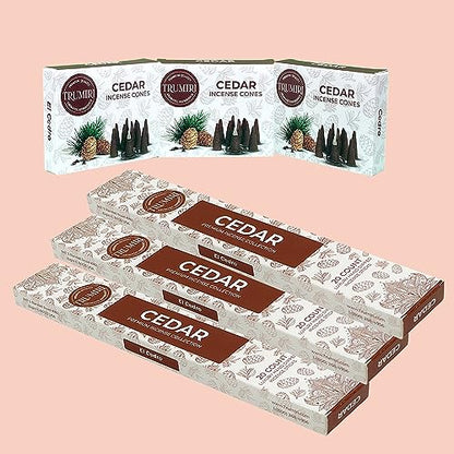 Cedar Incense Sticks & Incense Cones Combo Pack - 60 Insence-Sticks + 30 Insence Cones - Inscense - Incense Cones Scented - Insents - color: Cedar